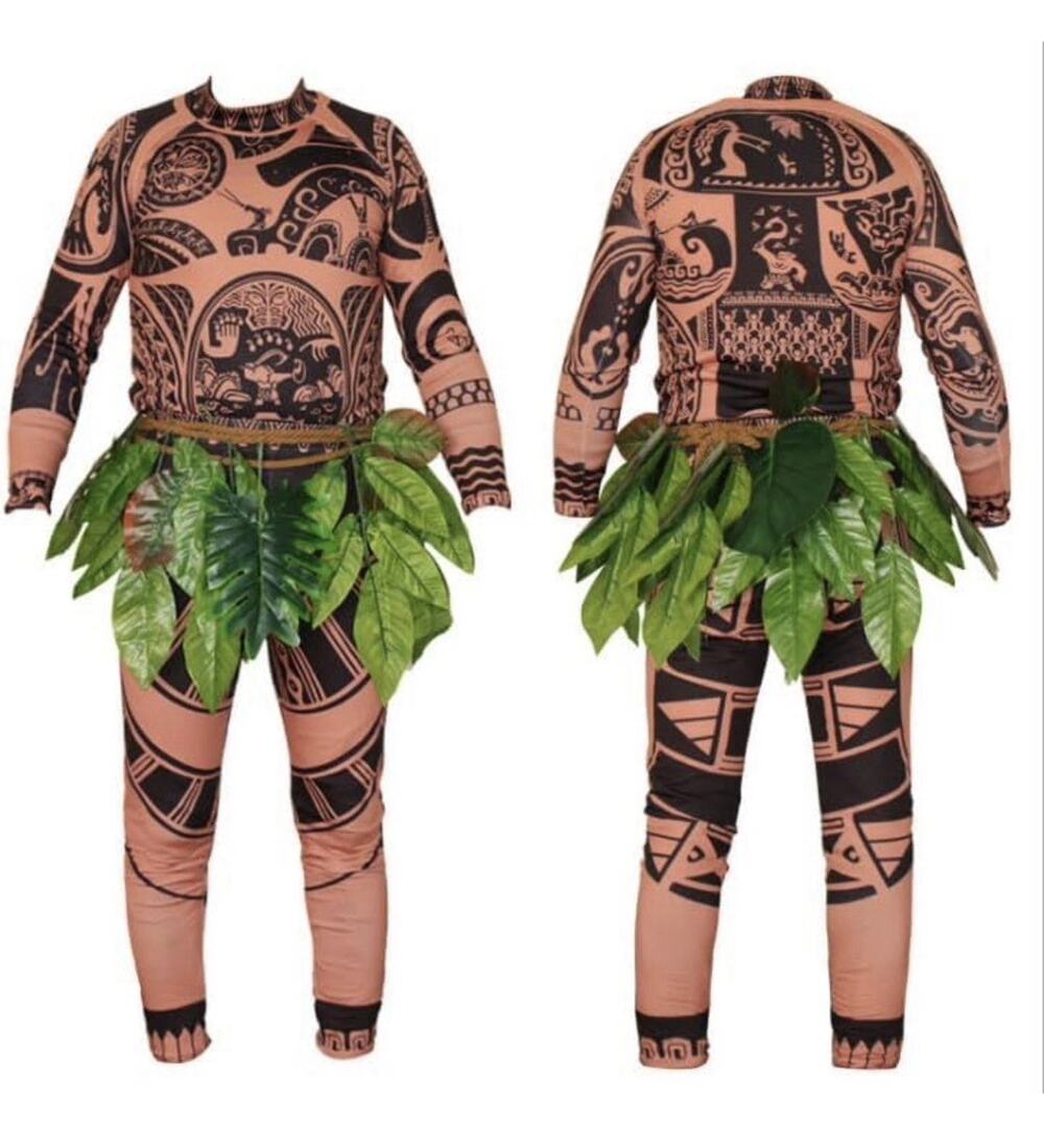 Maui Moana Tattoo T-Shirt/Pants Costume For Kids Boys Halloween 5-6 Yrs